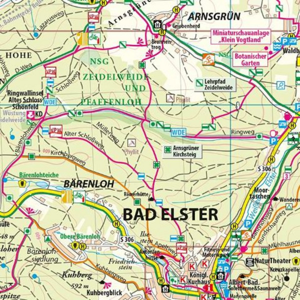 SÜDLICHES VOGTLAND - BÄDERREGION BAD ELSTER - BAD BRAMBACH - Wanderkarte Ansicht 2