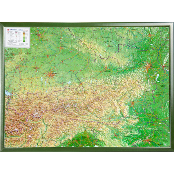 ÖSTERREICH RELIEFKARTE 78X58CM M. RAHMEN - Karte