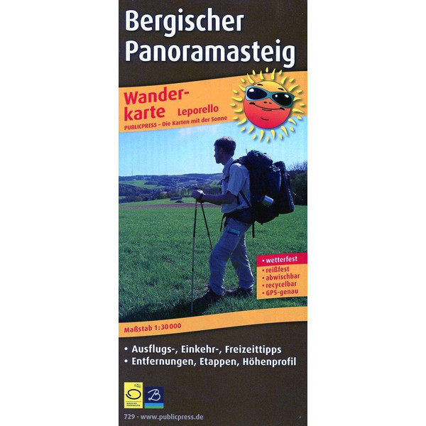 BERGISCHER PANORAMASTEIG WANDERKARTE 1 : 30.000 - Wanderkarte