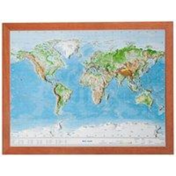 WELT 1:107 MIO MIT HOLZRAHMEN - Weltkarte