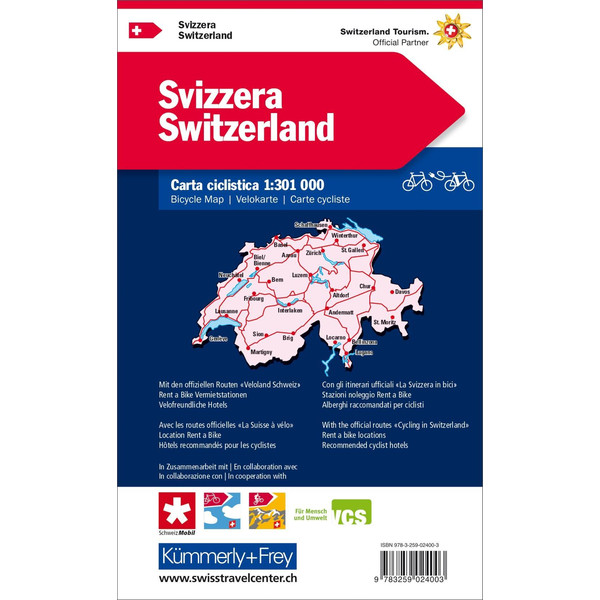 KUF SCHWEIZ RADREISEKARTE 1 : 301 000 - Wanderkarte