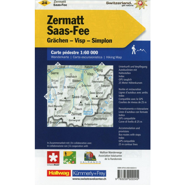 KUF SCHWEIZ WK 24 ZERMATT / SAAS FEE - Wanderkarte Ansicht 2