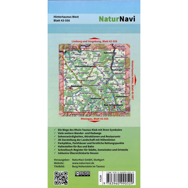 HINTERTAUNUS WEST 1:25.000, BLATT 43-5 - Wanderkarte Ansicht 2