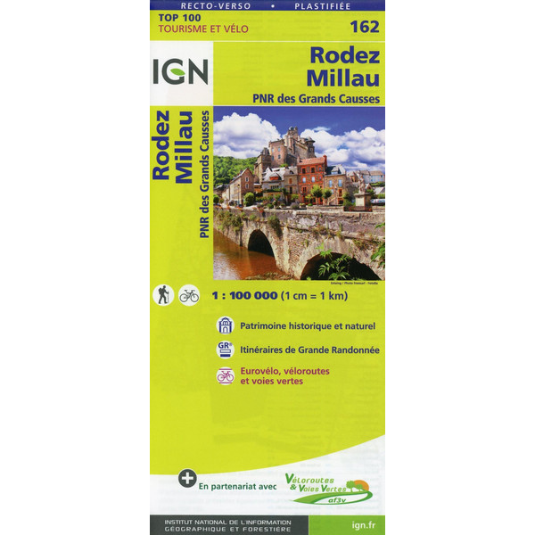 IGN 162 RODEZ MILLAU 1:100 000 - Karte