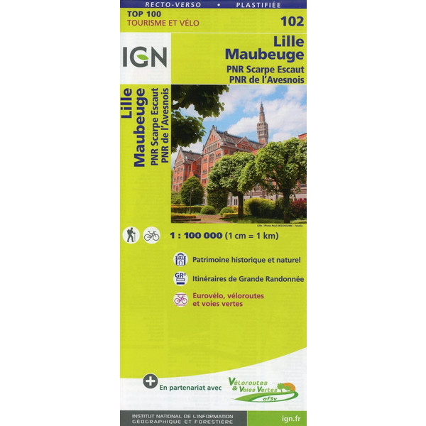 IGN 102 LILLE MAUBEUGE 1:100 000 - Karte