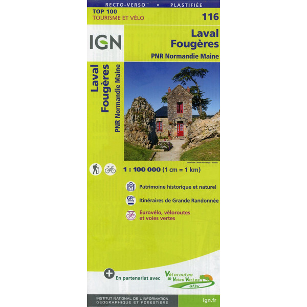 IGN 116 LAVAL FOUGÈRES 1:100 000 - Karte
