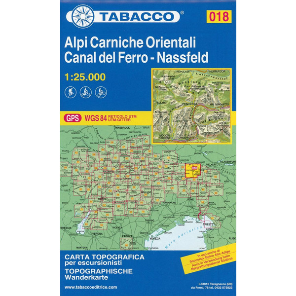 TABACCO #18 ALPI CARNICHE 1:25000 - Wanderkarte Ansicht 1