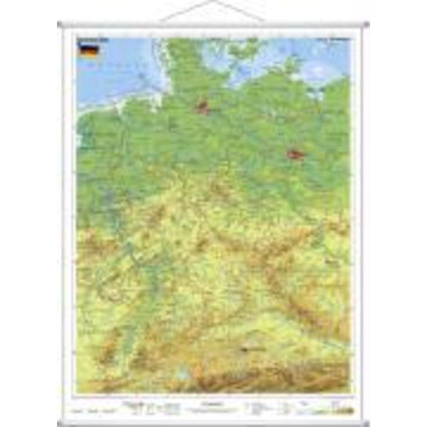 DEUTSCHLAND, PHYSISCH 1 : 1 100 000. WANDKARTE - Poster