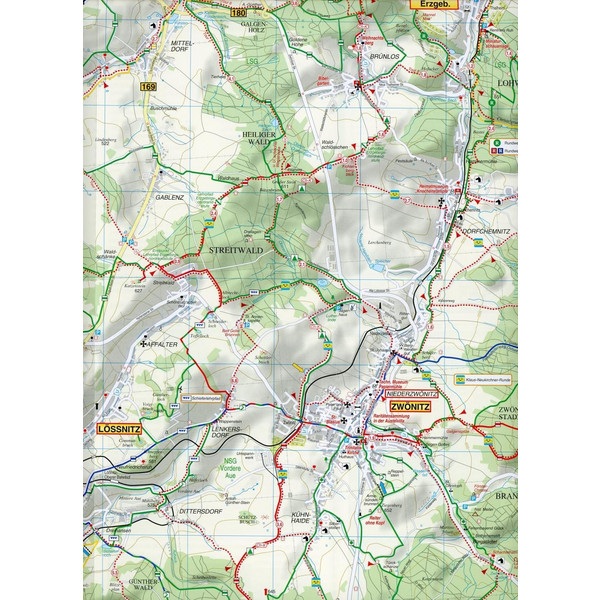 AUE, SCHNEEBERG LICHTENSTEIN UND UMGEBUNG - Wanderkarte Ansicht 3
