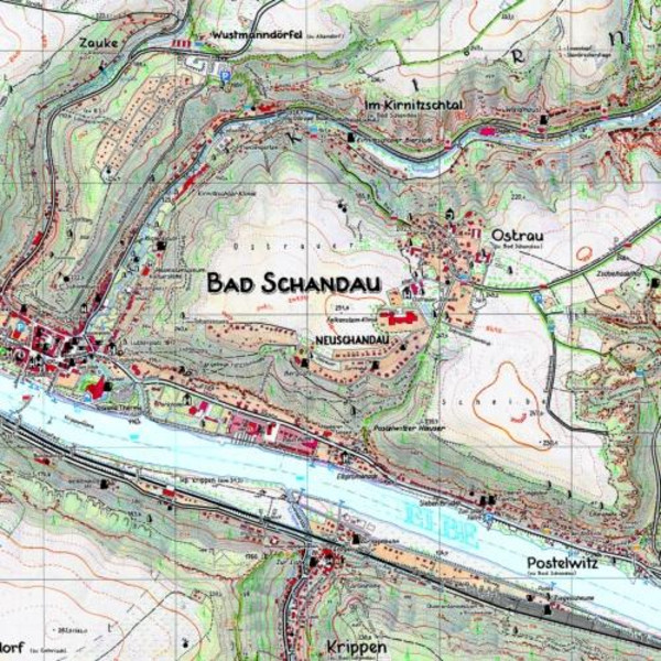 BAD SCHANDAU UND UMGEBUNG - Wanderkarte Ansicht 2