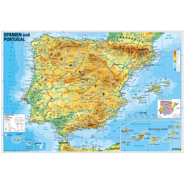 SPANIEN UND PORTUGAL PHYSISCH - Karte Ansicht 1