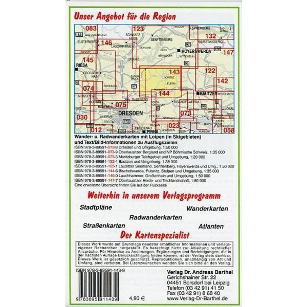 KAMENZ, PULSNITZ, KÖNIGSBRÜCK UND UMGEBUNG - Wanderkarte Ansicht 2
