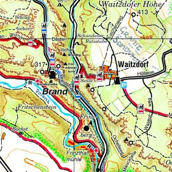 GROSSE KARTE DER SÄCHSISCHEN SCHWEIZ LAMINIERT 1 : 30.000 - Wanderkarte Ansicht 2