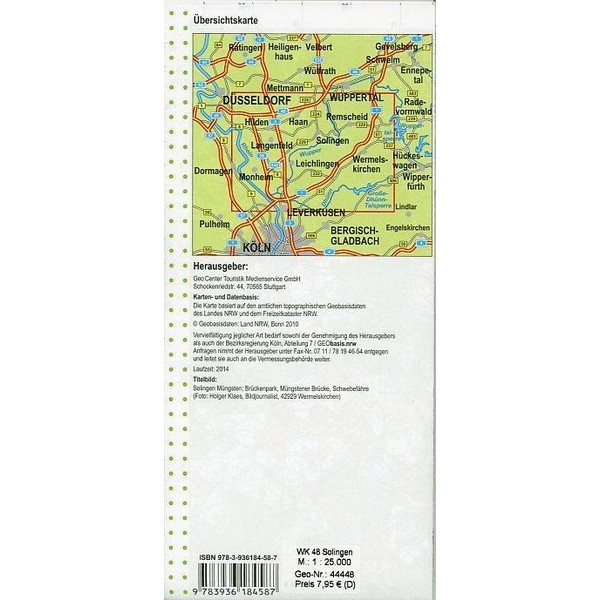NRW WANDERKARTE 48 SOLINGEN, REMSCHEID - Wanderkarte Ansicht 2