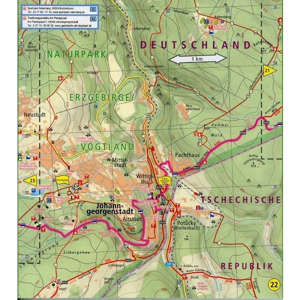 KAMMWEG ERZGEBIRGE - VOGTLAND 1 : 25 000 - Wanderkarte Ansicht 2