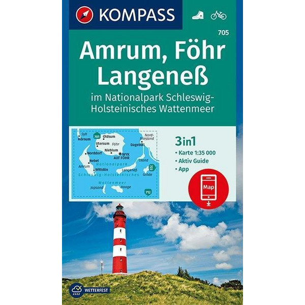 KOKA 705 AMRUM, FÖHR, LANGENEß - Wanderkarte