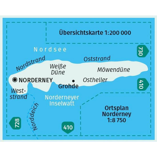 NORDERNEY IM NATIONALPARK NIEDERSÄCHSISC - Wanderkarte Ansicht 2