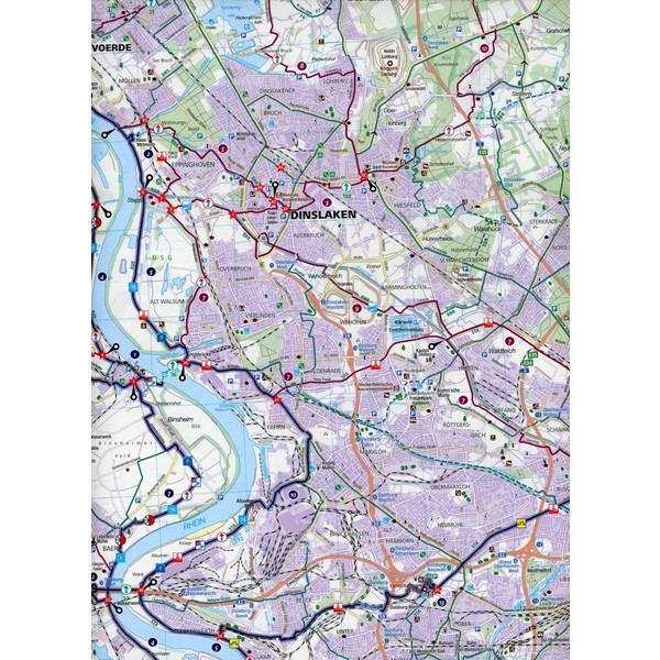 KOMPASS FAHRRADKARTE KREIS WESEL MIT DUISBURG, OBERHAUSEN, K - Fahrradkarte Ansicht 2