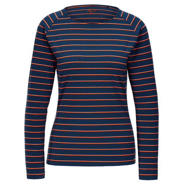 DUNCAN LONGSLEEVE Damen - Funktionsshirt-INSIGNIA BLUE/RED ORANGE STRIP
