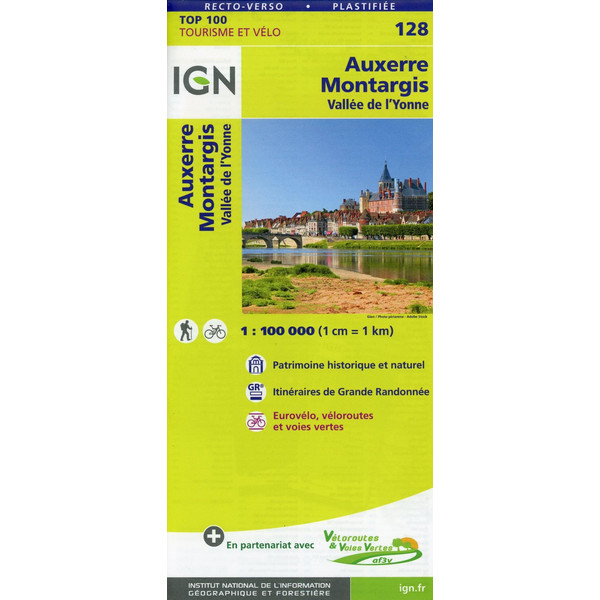 IGN 128 AUXERRE MONTARGIS 1:100 000 - Wanderkarte