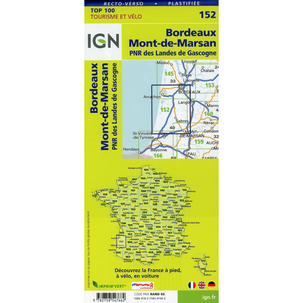 BORDEAUX MONT-DE-MARSAN 1:100 000 - Wanderkarte Ansicht 2