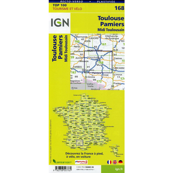 IGN 168 TOULOUSE PAMIERS 1:100 000 - Wanderkarte Ansicht 2
