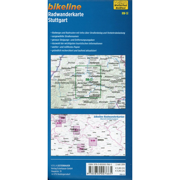 BIKELINE RADWANDERKARTE STUTTGART 1 : 60 000 - Fahrradkarte Ansicht 2