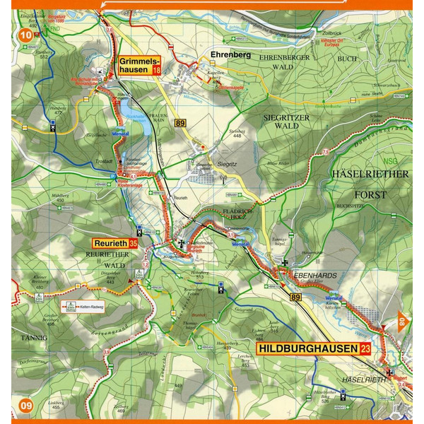 WERRATAL-RADWEG 1:35 000 RADWANDERKARTE MIT ZICK-ZACK-FALTUN - Fahrradkarte Ansicht 2