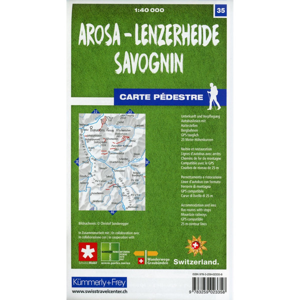 AROSA - LENZERHEIDE - SAVOGNIN 35 WANDERKARTE 1:40 000 MATT - Wanderkarte Ansicht 2