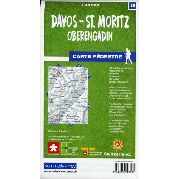 DAVOS - ST. MORITZ / OBERENGADIN 36 WANDERKARTE 1:40 000 MAT - Wanderkarte Ansicht 2