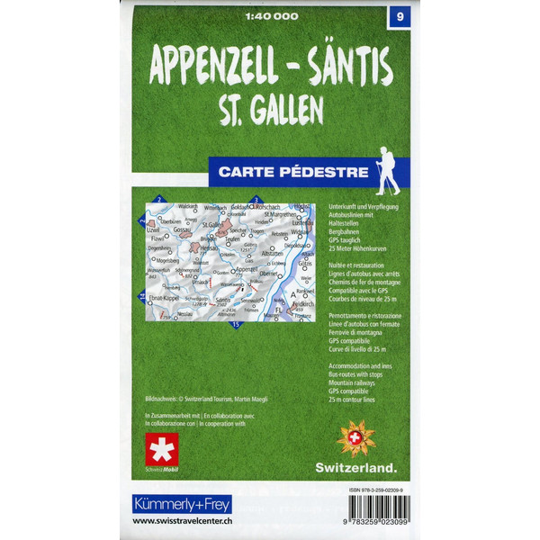 APPENZELL - SÄNTIS / ST. GALLEN 09 WANDERKARTE 1:40 000 MATT - Wanderkarte Ansicht 2