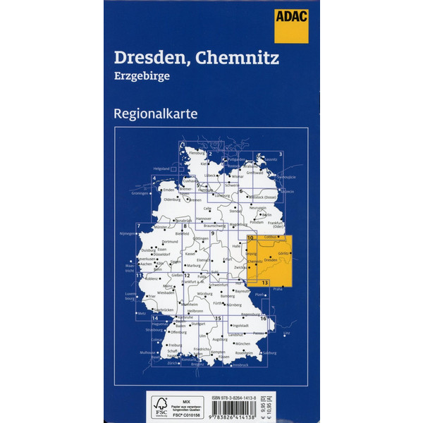 ADAC REGIONALKARTE BLATT 10 DRESDEN, CHEMNITZ 1:150.000 - Straßenkarte Ansicht 2