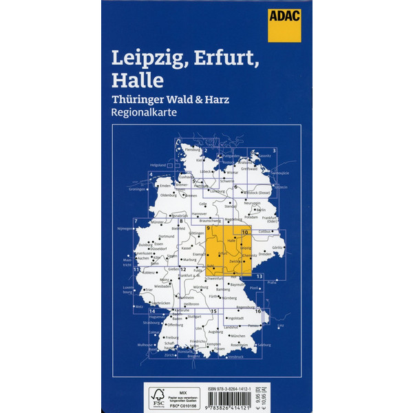ADAC REGIONALKARTE BLATT 9 LEIPZIG, ERFURT, HALLE 1:150 000 - Straßenkarte Ansicht 2