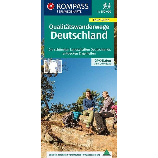 KOMPASS FERNWEGEKARTE QUALITÄTSWANDERWEGE DEUTSCHLAND - Wanderkarte Ansicht 1