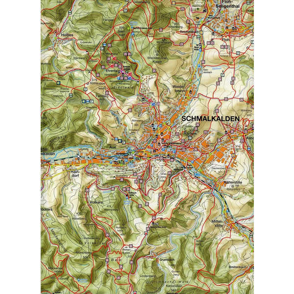 WANDERKARTE SCHMALKALDEN UND STEINBACH-HALLENBERG 1:30.000. - Wanderkarte Ansicht 2