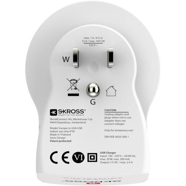 Skross EUROPE TO US USB - Reisestecker Ansicht 4
