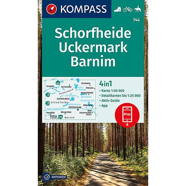 KOMPASS WANDERKARTE SCHORFHEIDE, UCKERMARK, BARNIM 1:50 000 Ansicht 1
