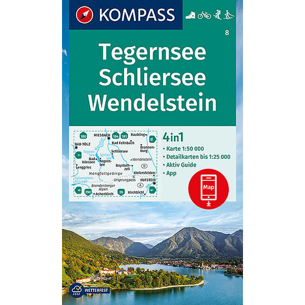 KOMPASS WANDERKARTE TEGERNSEE, SCHLIERSEE, WENDELSTEIN Ansicht 1