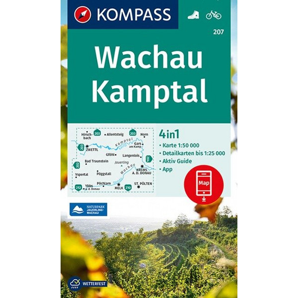 KOMPASS WANDERKARTE WACHAU, KAMPTAL 1:50 000 Ansicht 1