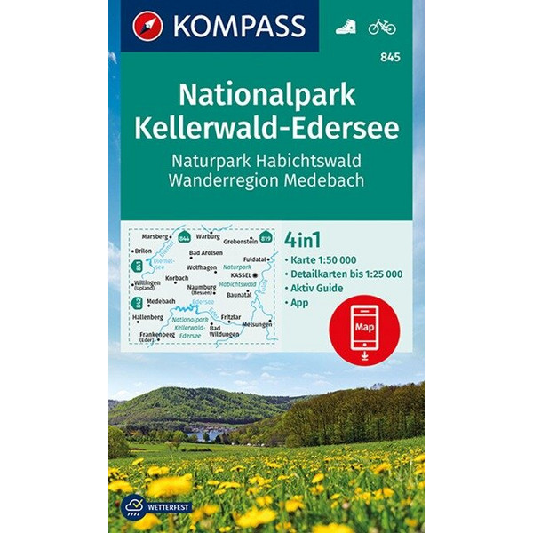 KOMPASS WANDERKARTE NATIONALPARK KELLERWALD-EDERSEE Ansicht 1