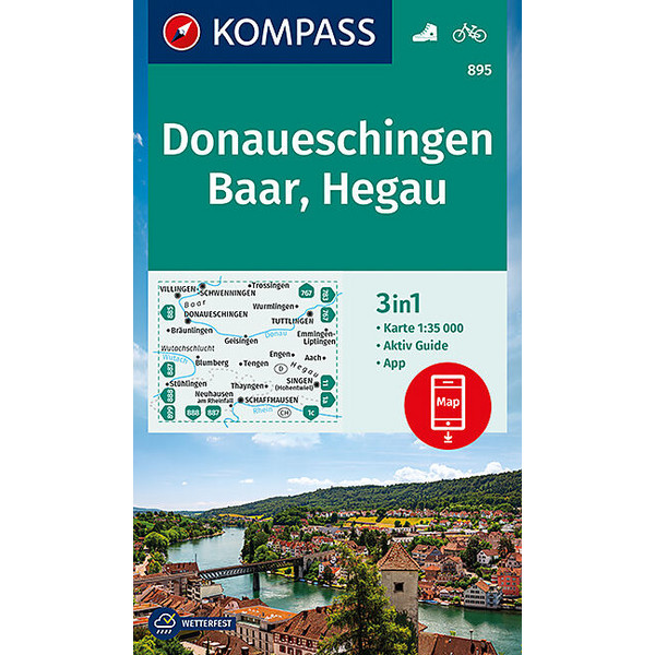 KOMPASS WANDERKARTE DONAUESCHINGEN, BAAR, HEGAU 1:35 000 Ansicht 1