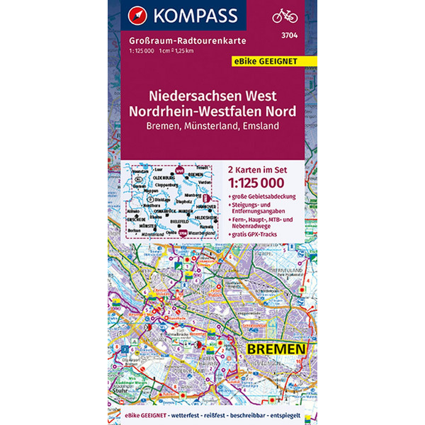 NIEDERSACHSEN WEST, NORDRHEIN-WESTFALEN NORD 3704, 1:125 000 - Straßenkarte Ansicht 1