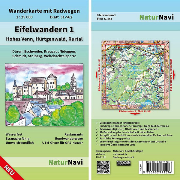 EIFELWANDERN 1 - HOHES VENN, HÜRTGENWALD, RURTAL 1 : 25 000 - Wanderkarte Ansicht 1