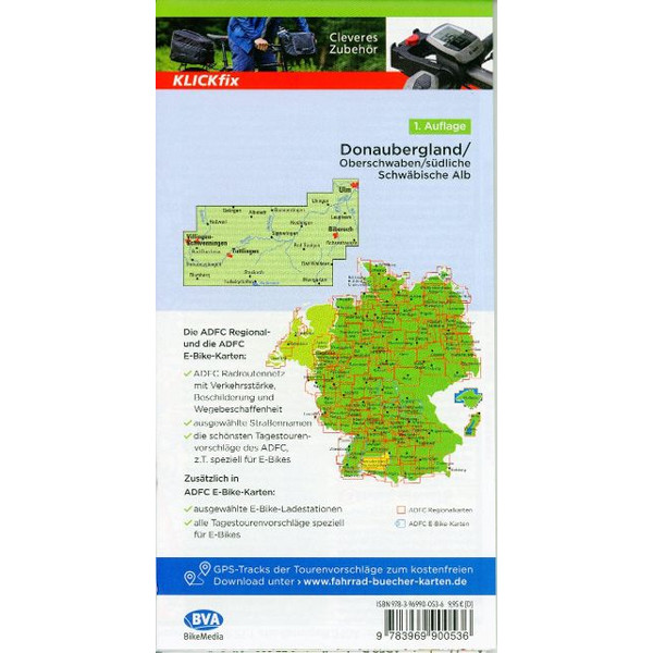 ADFC TRAUMHAFTE E-BIKE-TOUREN IM DONAUBERGLAND 1:75.000 - Fahrradkarte Ansicht 2