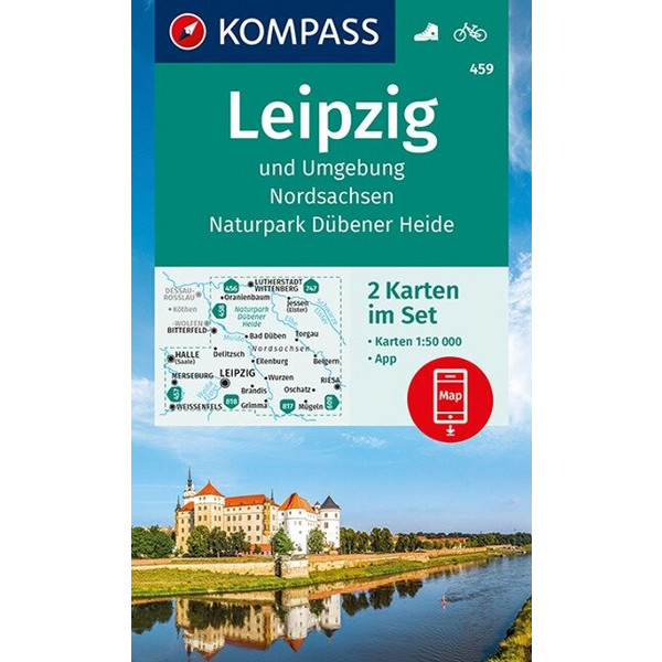 KOMPASS WANDERKARTE LEIPZIG UND UMGEBUNG, NORDSACHSEN Ansicht 1