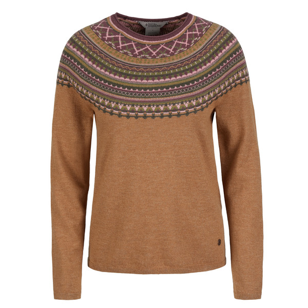 WESTLANDS FAIRISLE CREW Damen - Strickpullover-TAWNY HTR MANZANITA PT