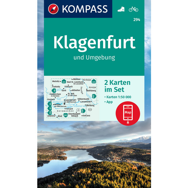 KOMPASS WANDERKARTE 294 KLAGENFURT UND UMGEBUNG 1:50000 Ansicht 1