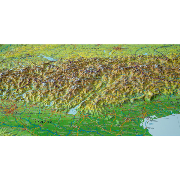 RELIEF ALPEN 1:1.2MIO MIT NATURHOLZRAHMEN - Wand Karte Ansicht 3