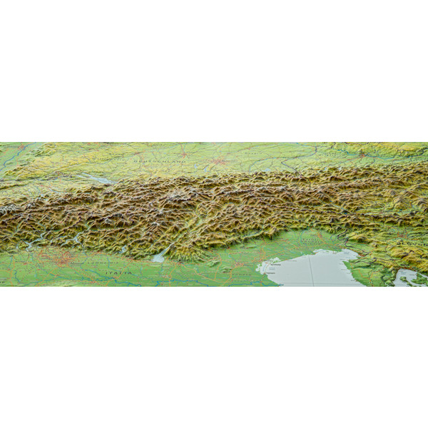 RELIEF ALPEN 1:1.2MIO MIT NATURHOLZRAHMEN - Wand Karte Ansicht 4