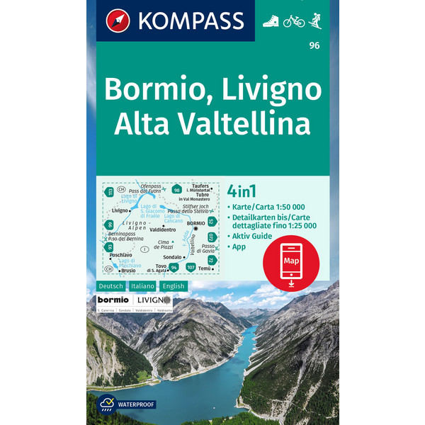 KOMPASS WANDERKARTE 96 BORMIO, LIVIGNO, ALTA VALTELLINA Ansicht 1